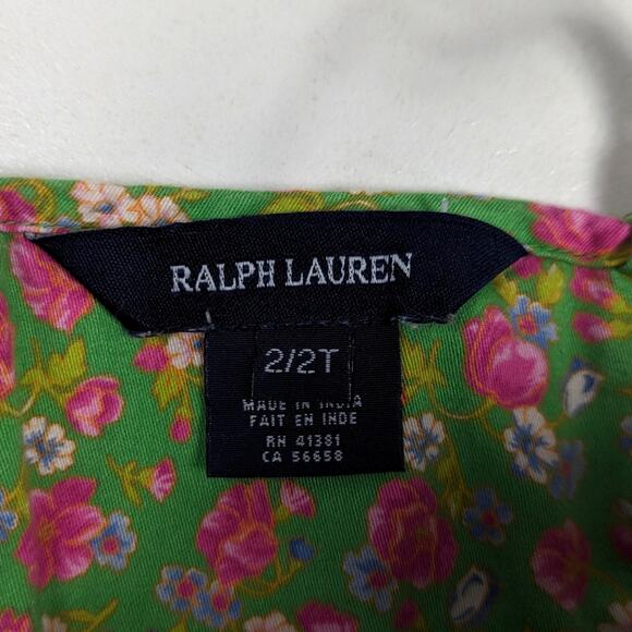 Ralph Lauren Sundress Girls Sz 2T Green Floral Strappy Rose Girly Preppy - Picture 4 of 4